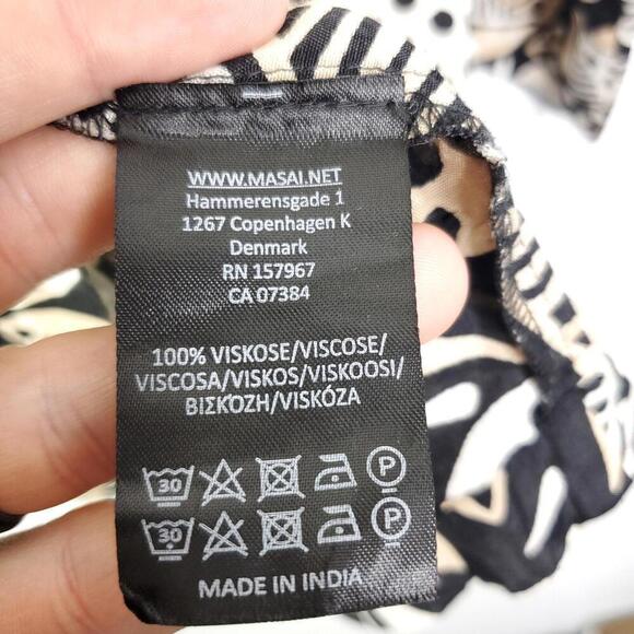 Masai Top Womens M Artsy Abstract Leaves Print Light Viscose Dark Neutrals - Picture 7 of 8